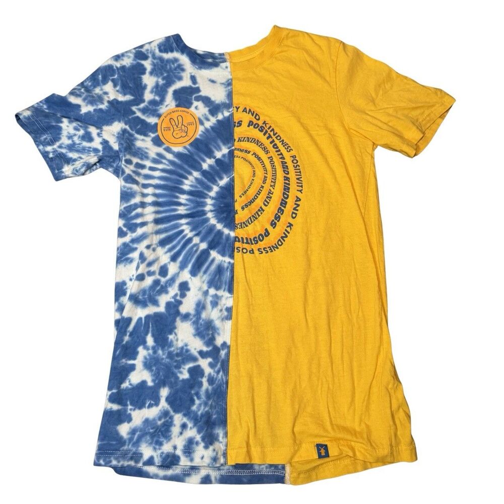 Blue & Yellow Dutch Bros Retro Indie Hippie Streetwear Skater Tie Dye T-Shirt M